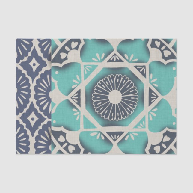 Blue Batik Tile II Seidenpapier (Vorderseite)