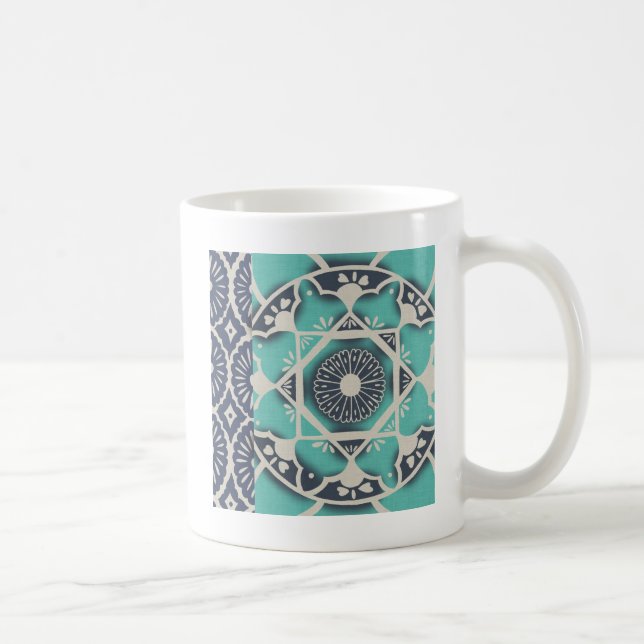 Blue Batik Tile II Tasse (Rechts)