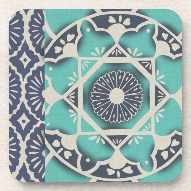 Blue Batik Tile II Untersetzer (Vorderseite)