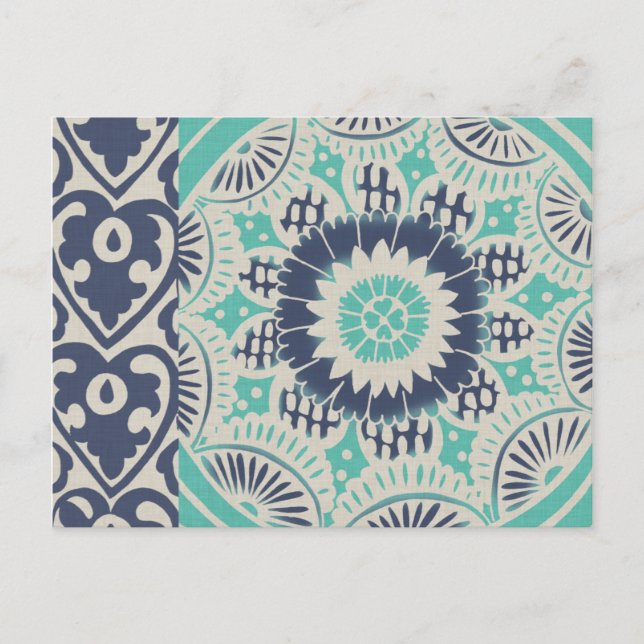 Blue Batik Tile III Postkarte (Vorderseite)