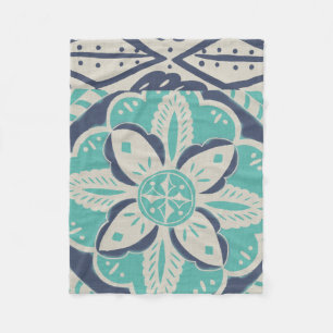 Blue Batik Tile IV Fleecedecke