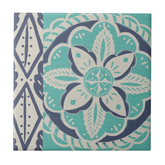 Blue Batik Tile IV Fliese (Vorderseite)