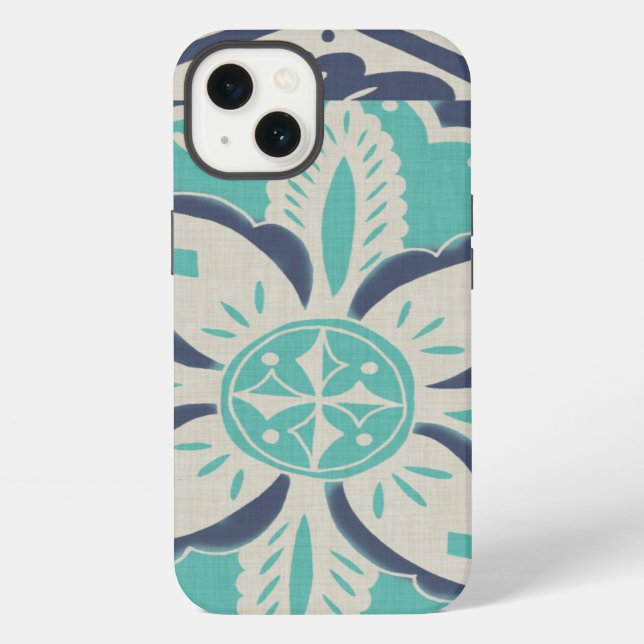 Blue Batik Tile IV iPhone Hülle (Rückseite)