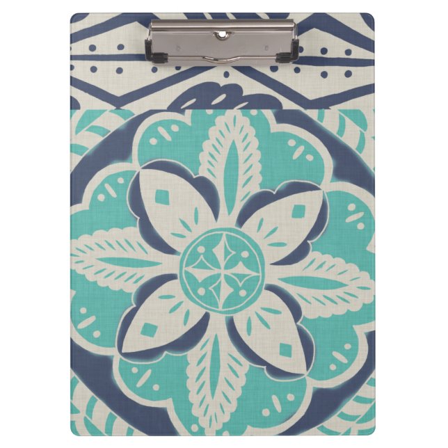Blue Batik Tile IV Klemmbrett (Vorderseite)