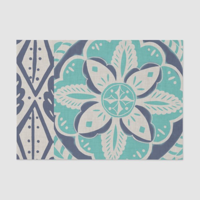 Blue Batik Tile IV Seidenpapier (Vorderseite)