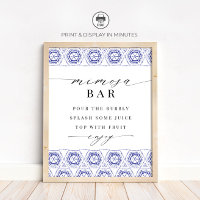 Blue Batik Tile Mimosa Bar Sign