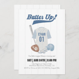 Blue Batter Up Baseball Einladung zum ersten Gebur