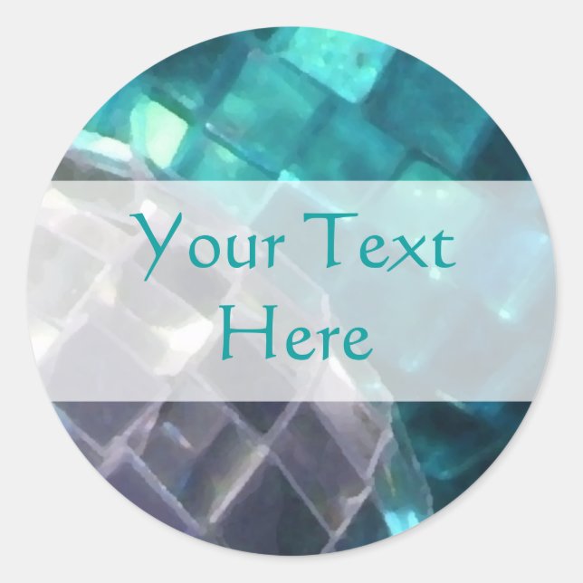 Blue Baubles Detail "Dein Text"-Aufkleber Runder Aufkleber (Vorderseite)