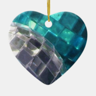 Blue Baubles Detail Zierherz Keramik Ornament