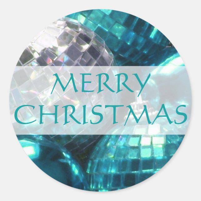 Blue Baubles 'Frohe Weihnachten' Aufkleber (Vorderseite)