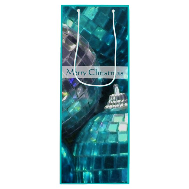 Blue Baubles Frohe Weihnachtsgeschenke Wein Geschenktüte Für Weinflaschen (Vorderseite)