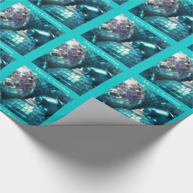 Blue Baubles Frohe Weihnachtsverpackung Geschenkpapier (Ecke)