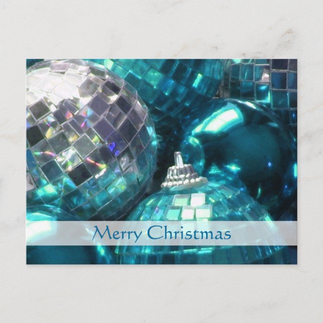 Blue Baubles Postkarte "Frohe Weihnachten" (Vorderseite)