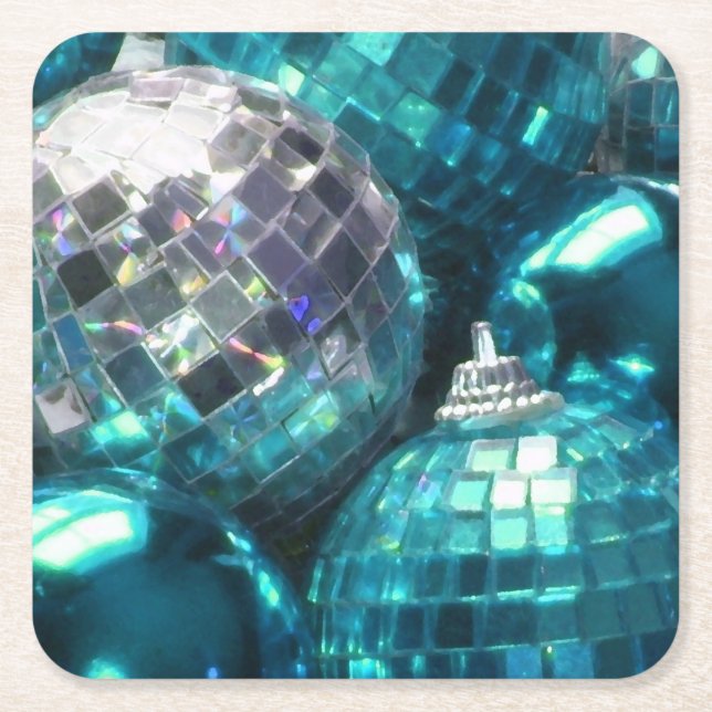 Blue Baubles Square Untersetzer (Vorderseite)
