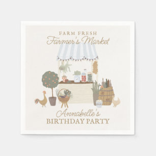 Blue Bauern Market Fresh Birthday Party Serviette
