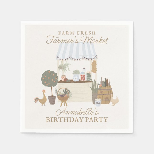 Blue Bauern Market Fresh Birthday Party Serviette (Vorderseite)