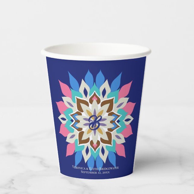 Blue Bayou 12-oz Hochzeit  Pappbecher (Vorderseite)
