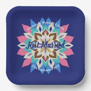 Blue Bayou 9-Zoll-Viereckige Hochzeitsplatten Pappteller