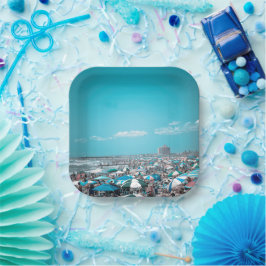 Blue Beach Art Pappteller
