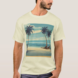 Blue Beach Bliss Tee - Serene Coastal Design