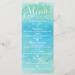 Blue Beach Elegante Wedding Menu Card Menükarte