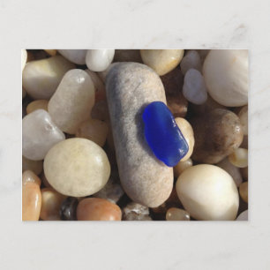 Blue Beach Glass Postcard Postkarte