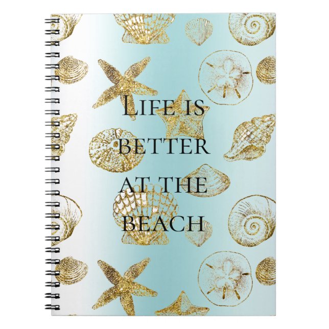 Blue Beach Gold Muscheln Notizblock (Vorderseite)