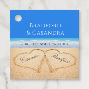 Blue Beach Hochzeit 2 Herz im Sand Geschenkanhänger