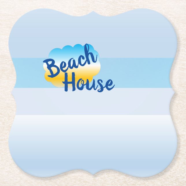Blue Beach House Paper Untersetzer (Vorderseite)