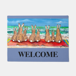 Blue Beach House Rabbit Welcome Mat Personalisiert Fußmatte