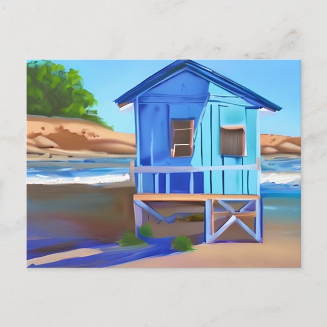 Blue Beach House und Ocean | BEHALTEND TOUCH Postkarte (Vorderseite)
