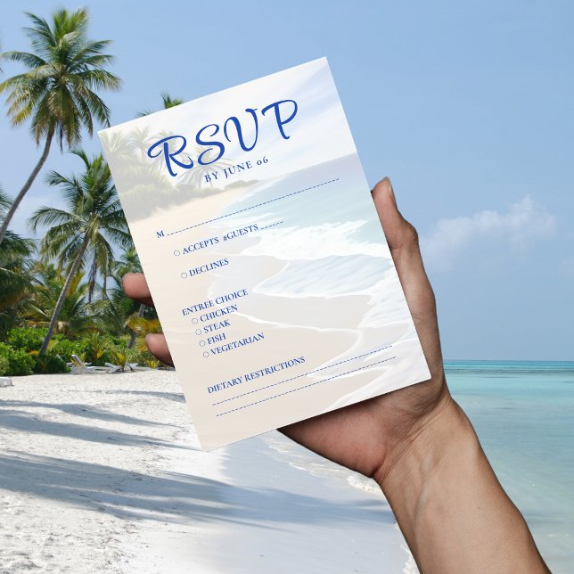 Blue Beach Island Hochzeit in Urlaubsort RSVP Karte (Blue Beach Island Destination Wedding RSVP Card
)