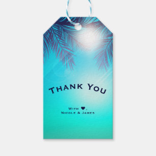 Blue BEACH PARTY Sunny Palm Trees Sommer Geburtsta Geschenkanhänger