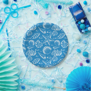 Blue Beach Pattern Pappteller