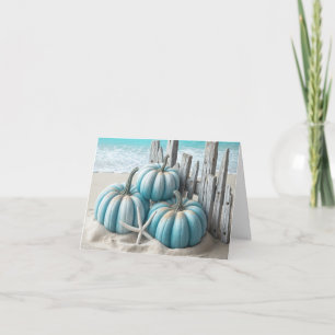 Blue Beach Pumpkins Note Card Karte