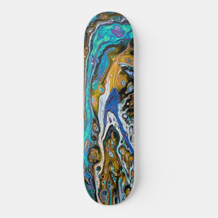 Blue Beach, River Water und Stone abstrakte Kunst Skateboard