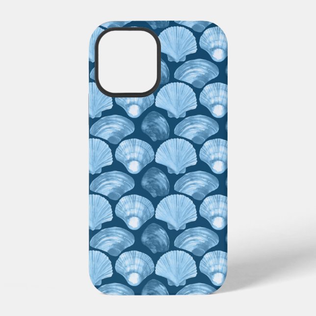 Blue Beach Seashell Pattern iPhone Hülle (Rückseite)