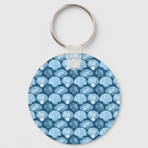 Blue Beach Seashell Pattern Schlüsselanhänger