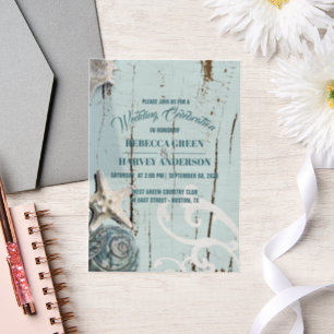 Blue Beach Seashell Starfish Coastal Hochzeit