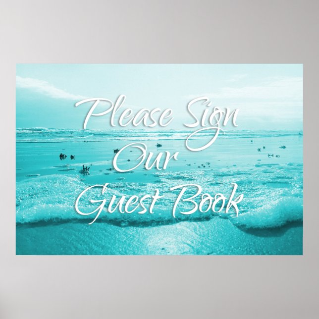 Blue Beach Sign Our Guest Book Table Poster (Vorne)