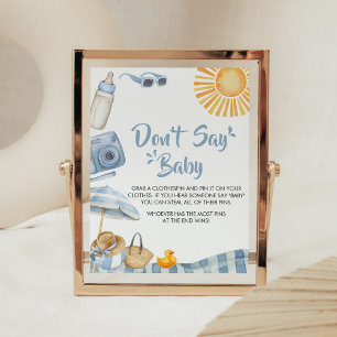 Blue Beach Summer Baby Dusche Say Baby nicht Poster