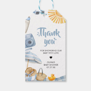 Blue Beach Summer Baby Shower Fevor Tags Geschenkanhänger