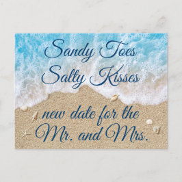 Blue Beach Waves ändern das Datum Ankündigungspostkarte