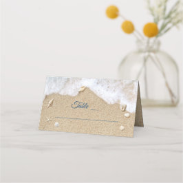 Blue Beach Waves Bat Mitzvah Folded Platzkarte