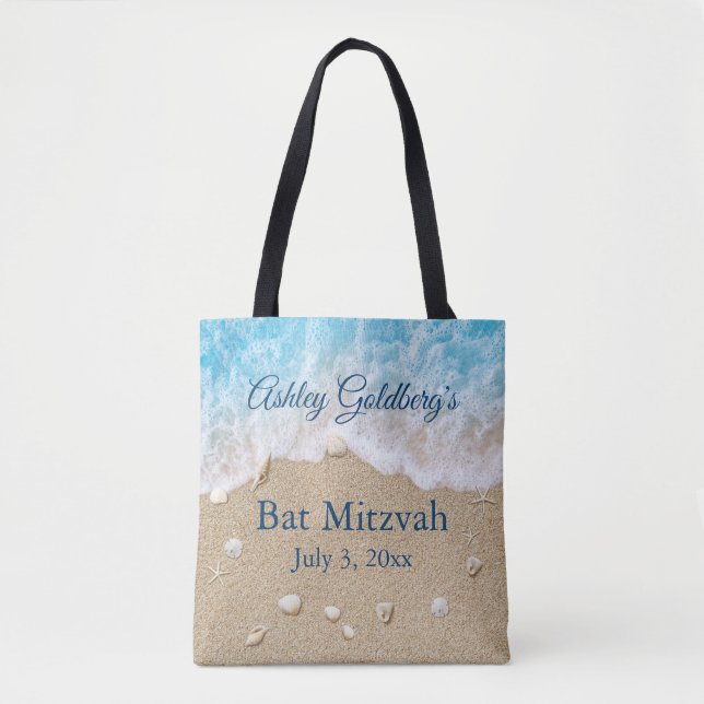 Blue Beach Waves Bat Mitzvah Tote Bag (Vorderseite)
