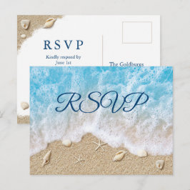 Blue Beach Waves Bat Mitzvah UAWG Postcard Einladungspostkarte