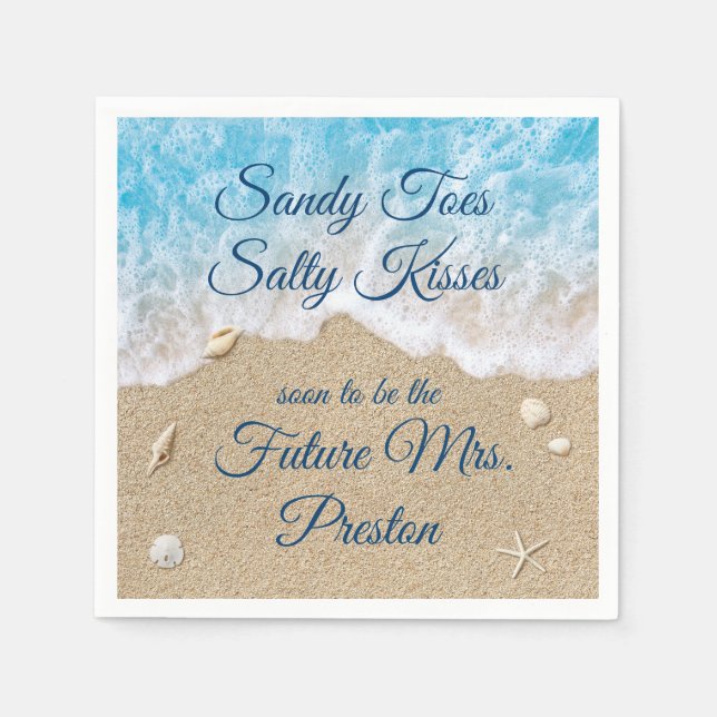 Blue Beach Waves Brautparty Napkin Serviette (Vorderseite)