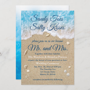 Blue Beach Waves Einladung zum Hochzeitsfeiern