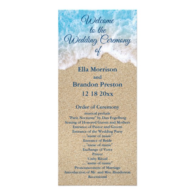 Blue Beach Waves Hochzeitsprogramm 2 Werbekarte (Vorne)