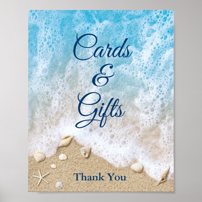 Blue Beach Waves Karten und Geschenkposter Poster (Vorne)